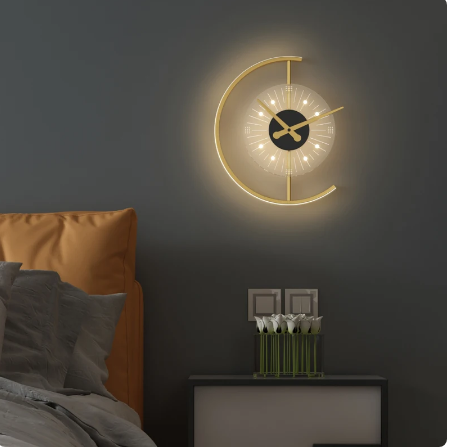 Modern light luxury wall lamp living room clock hanging wall