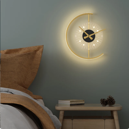 Modern light luxury wall lamp living room clock hanging wall