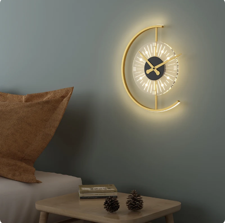 Modern light luxury wall lamp living room clock hanging wall