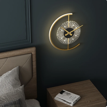 Modern light luxury wall lamp living room clock hanging wall